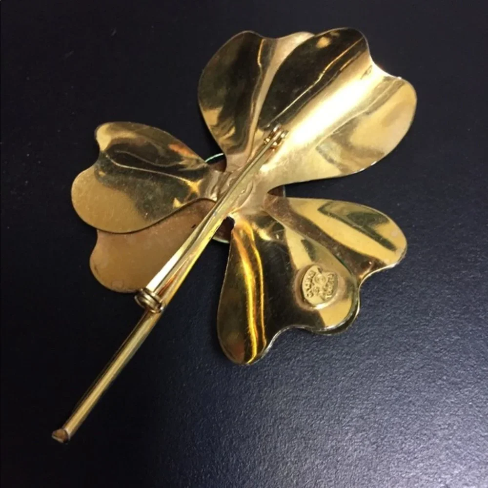 Vintage Original by Robert Enamel Flower or Shamrock Brooch